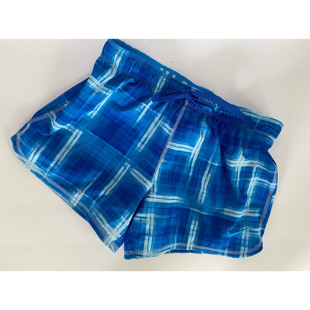 Nike Dri-fit Women’s Athletic Blue White Checkered Plaid Tights Shorts